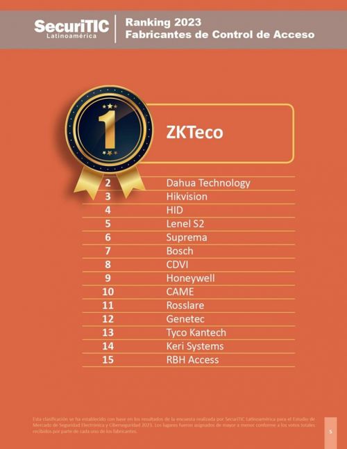 2023出入口控制品牌TOP15榜单揭晓，熵基科技荣登榜首